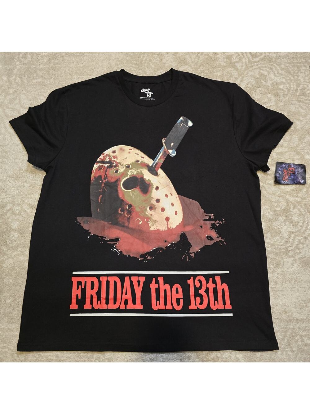 FRIDAY THE 13TH Jason Vorhees Hockey Mask Horror Movie Black T-Shirt Men Sz 2XL